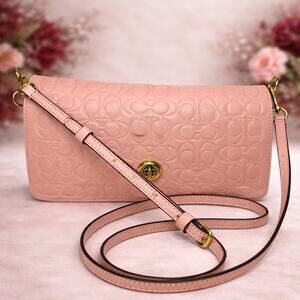 Coach Dinky Crossbody Pink Embossed Kisslock